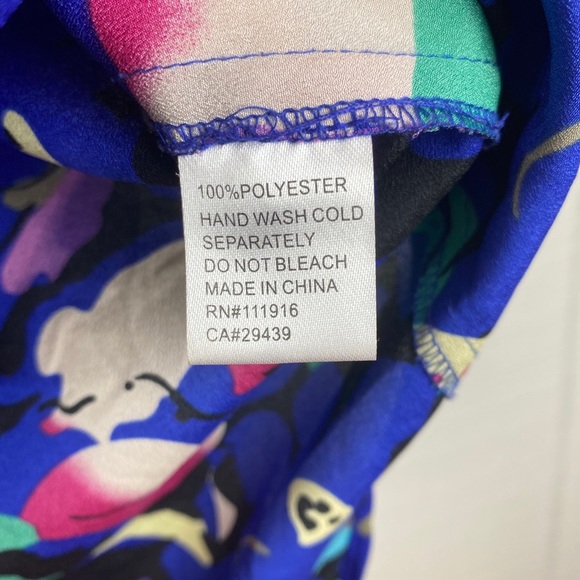 Yumi Kim Button Up 3/4 Sleeve Blouse Top Blue Multicolor Abstract Pattern XS - Picture 6 of 6